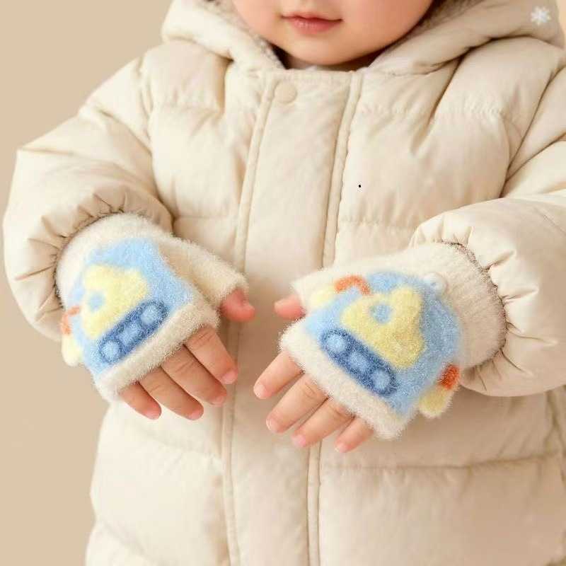 婴幼儿秋冬季保暖卡通连指手套｜