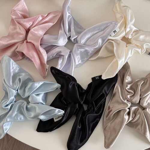 韩版丝滑缎面方巾发圈头绳绑发带丸子头光泽感头饰发绳方形头花女
