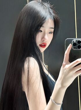 科尼假发女长发中分八字刘海黑色长假发套自然蓬松仿全真