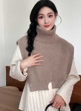 高领围脖女秋冬洋气针织披肩外搭