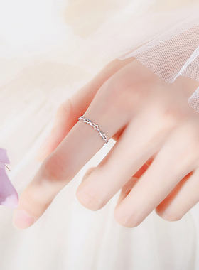 S925纯银树枝荆棘可调节戒指