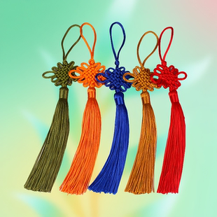 批发5号6盘小号流苏中国结挂件汽车挂件方胜结小吊穗礼品配件挂饰