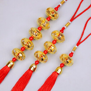 五福临门金色福鱼灯笼铃铛挂件件新年春节喜庆装饰挂饰汽车挂件
