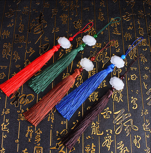 古风中国结扇子流苏吊穗仿白玉