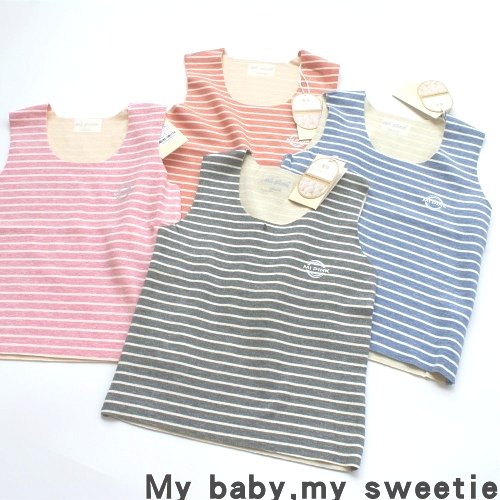 清仓蚕丝德绒男童内穿条纹背心