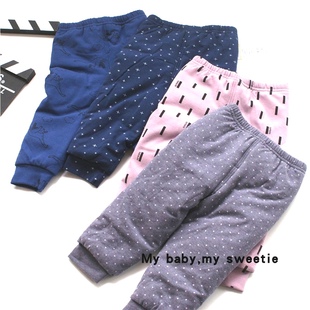 清仓 帅鹿 南极棉棉裤 三层夹棉棉裤 保暖裤 针织纯棉家居棉裤