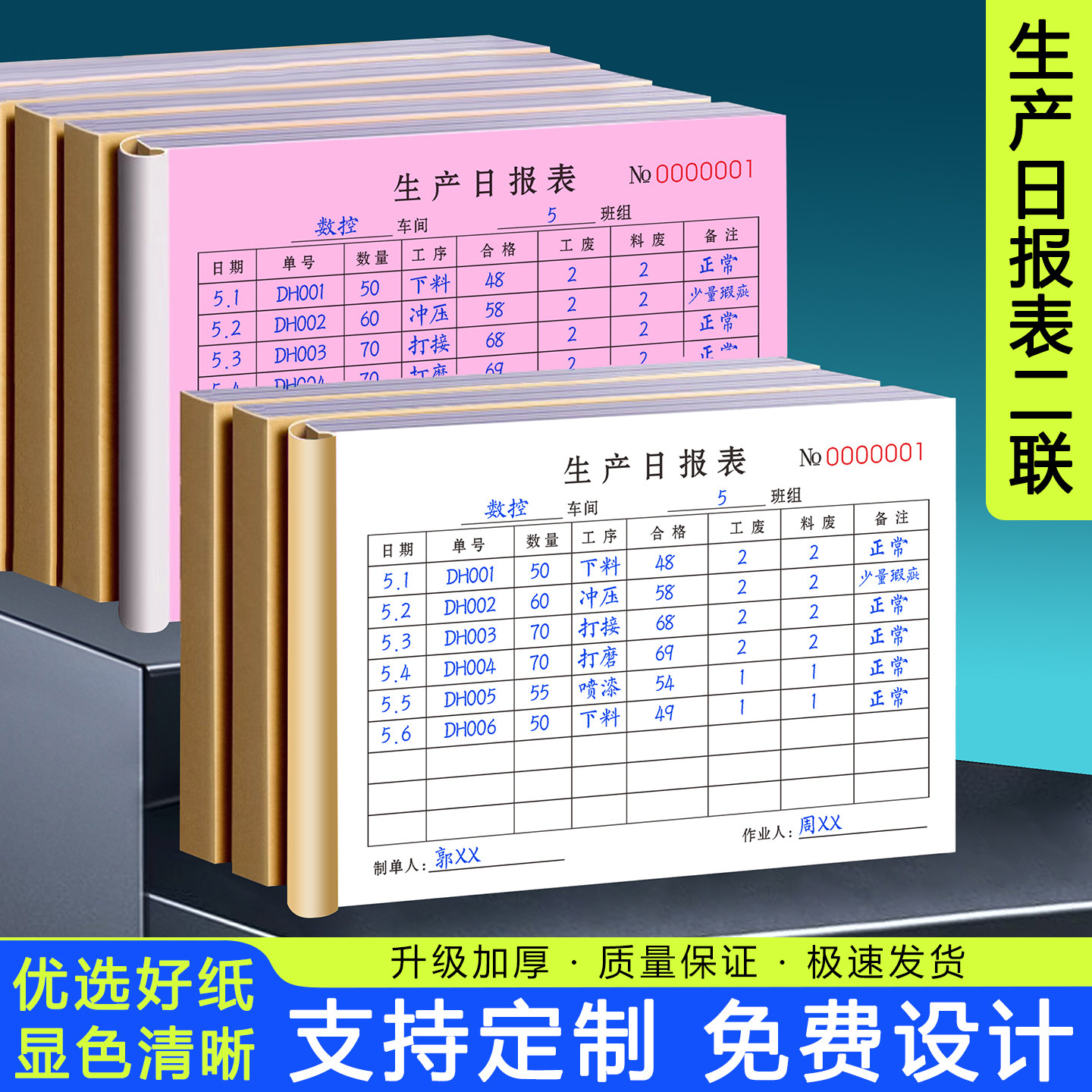 生产日报表二联销售生产表计划通知登记本车间单据工厂计划任务单