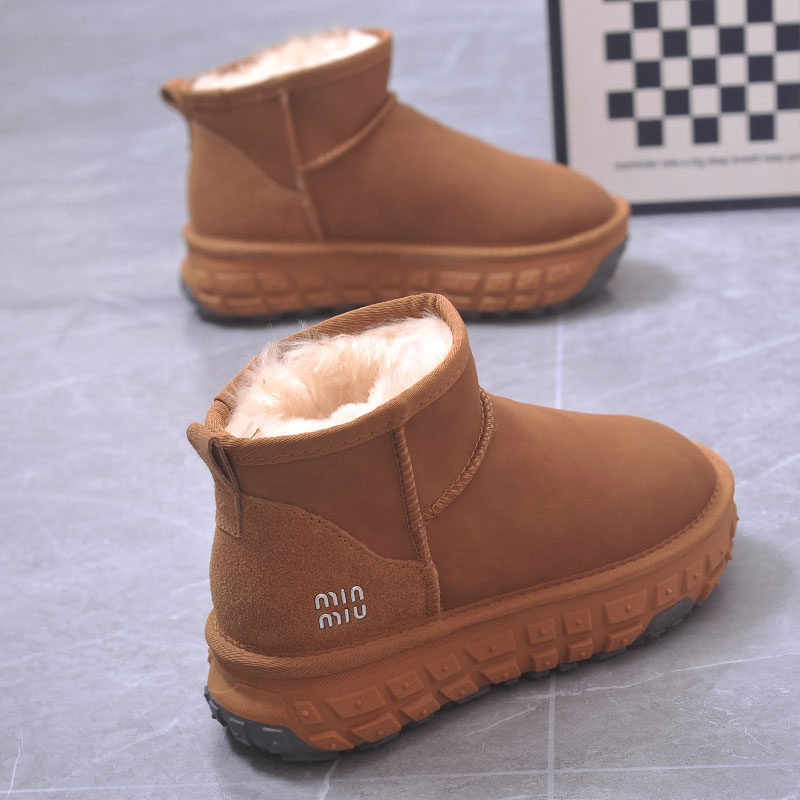 反季清厚底雪地靴女冬季真皮羊毛时尚雪地靴