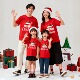 大红色纯棉t恤亲子装 喜庆衣服 一家三口四口圣诞节红帽子老人短袖