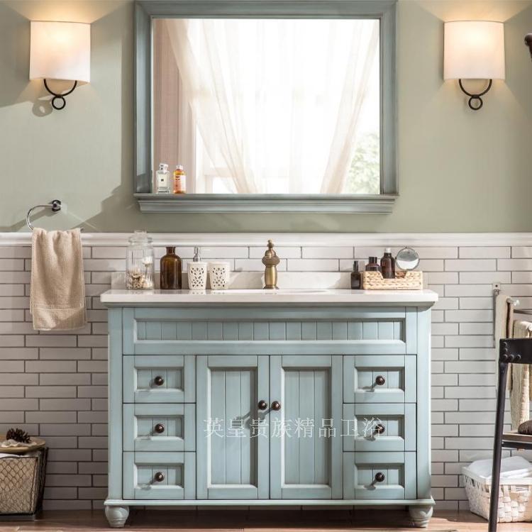 欧式风仿古组合洗手盆实木浴室柜