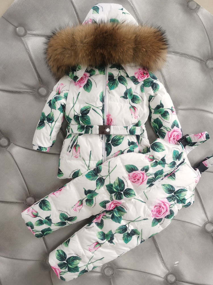 2023冬季儿童女童宝羽绒服保暖外套小孩裤子羽绒服大毛领中大童