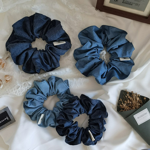 发饰薄款牛仔布发绳复古美式牛仔