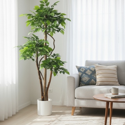 仿真植物1米6三杆幸福树发财树