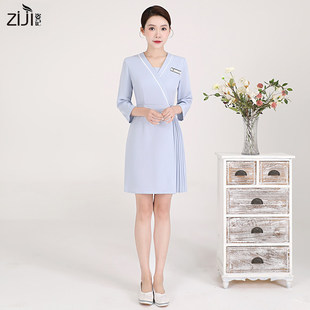职业连衣裙女2025新款高端美容院养生馆技师医疗美容师工作服秋冬