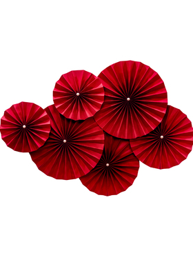 结婚迎新喜庆花束折纸装饰红色纸扇花婚礼布置婚庆道具中国风中式