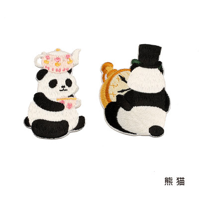 可爱熊猫儿童衣服DIY装饰动物布贴时尚百搭刺绣贴补丁贴布贴