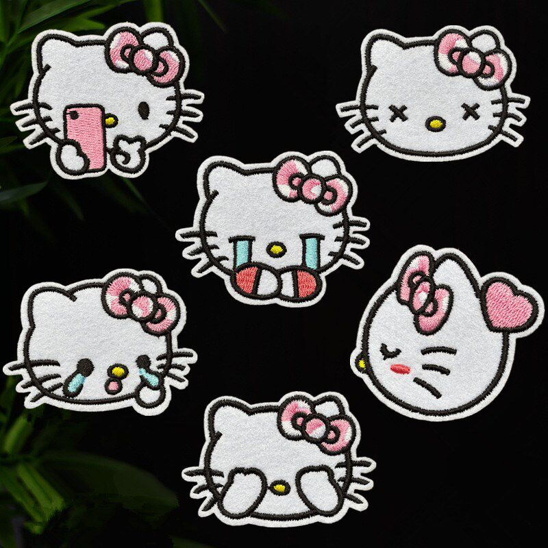 自粘款卡通刺绣HelloKitty布贴图片