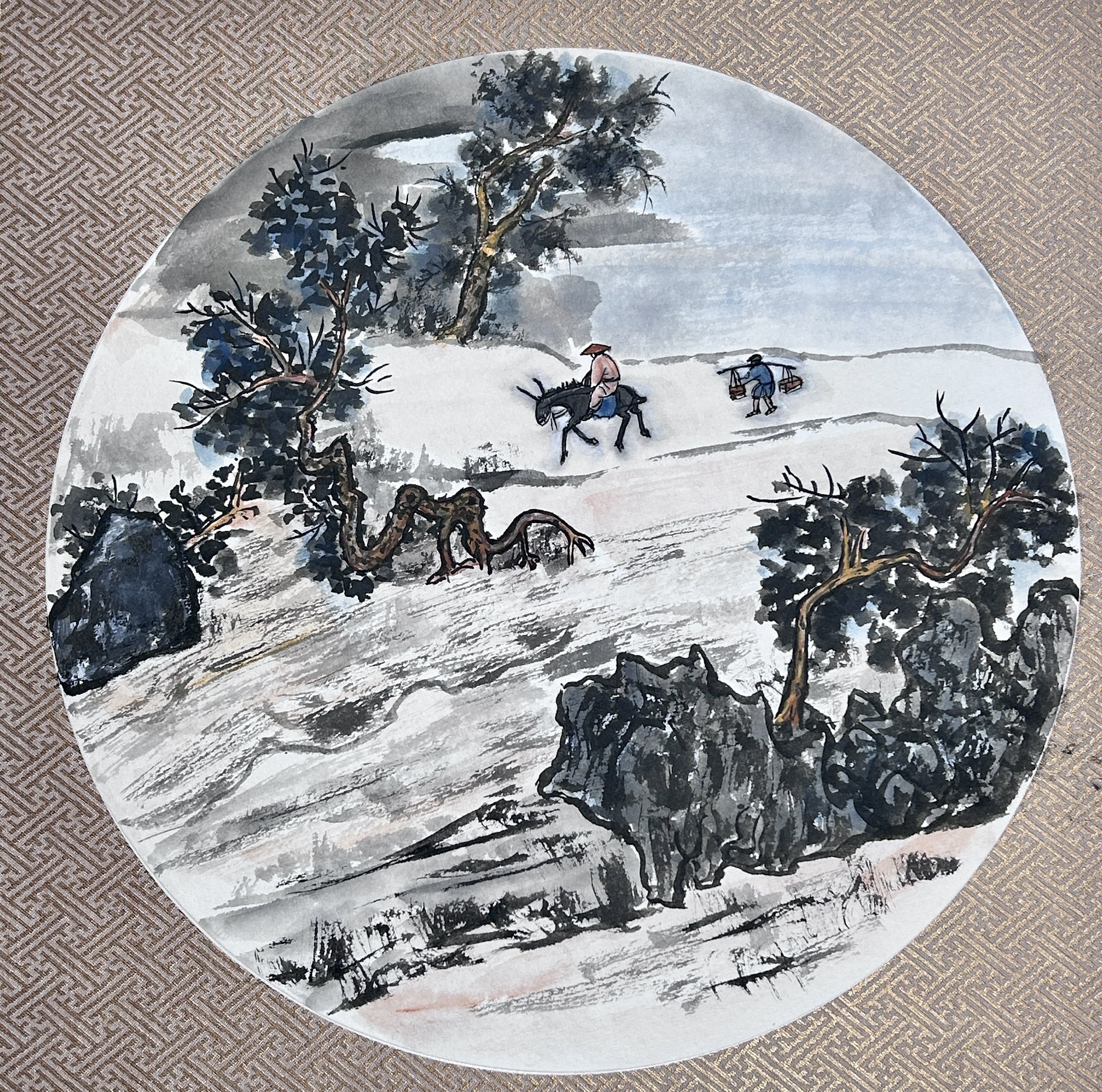 全幅纯手绘山水画无印刷底稿一图一画水墨国画原创构图非流水线