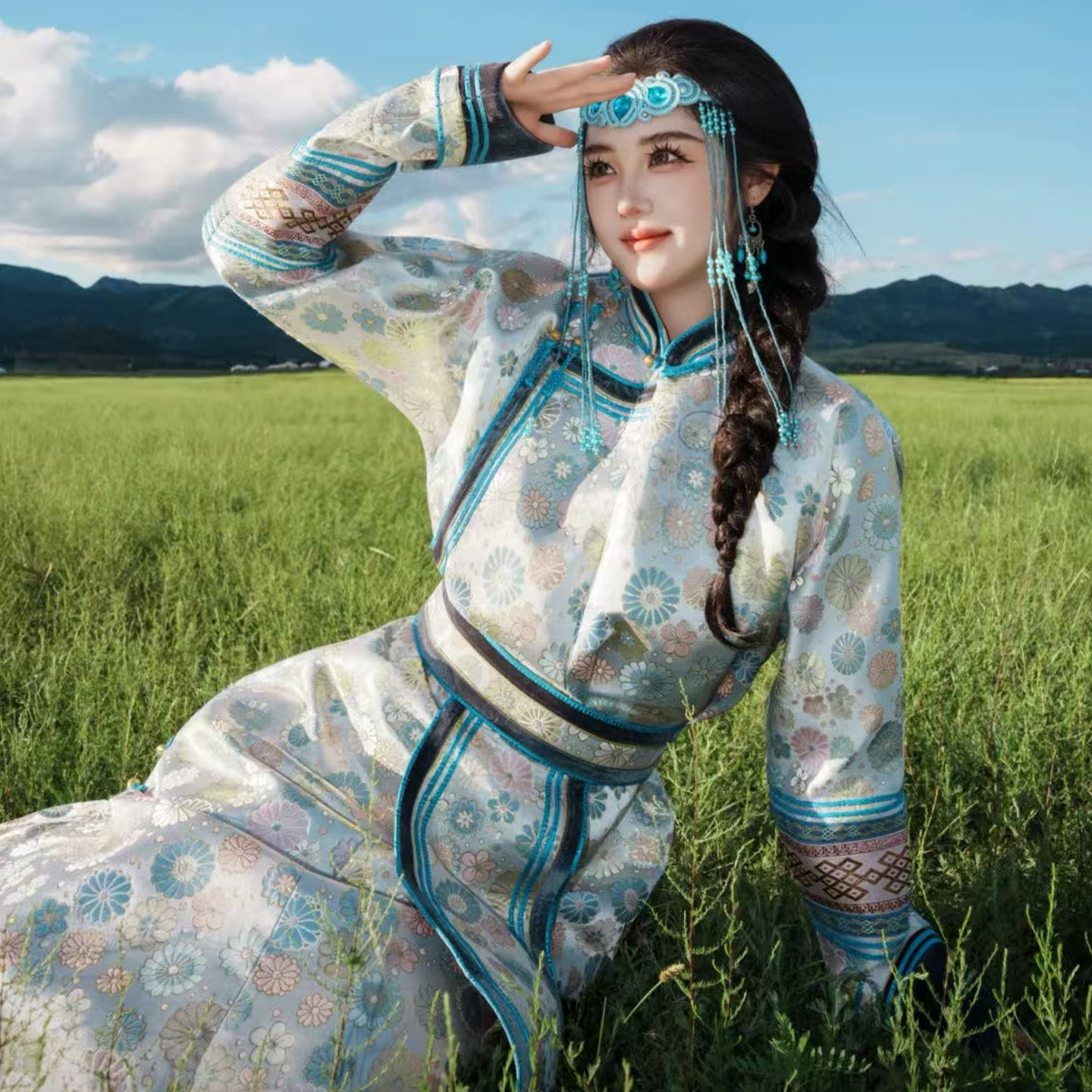 蒙古族服装女生长款民族风2026新款蒙古袍草原风旅拍写真摄影服饰