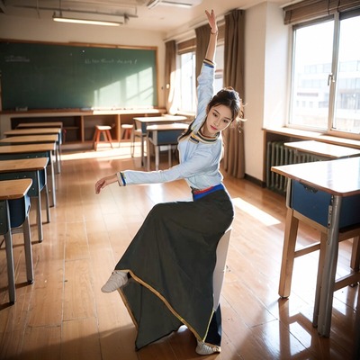 拉岗舞艺考练功长袖套装演出藏服