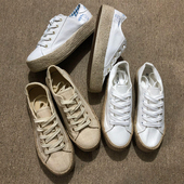 白色麻边厚底女41码 42码 出口欧美小白鞋 外贸帆布鞋 休闲百搭田园款