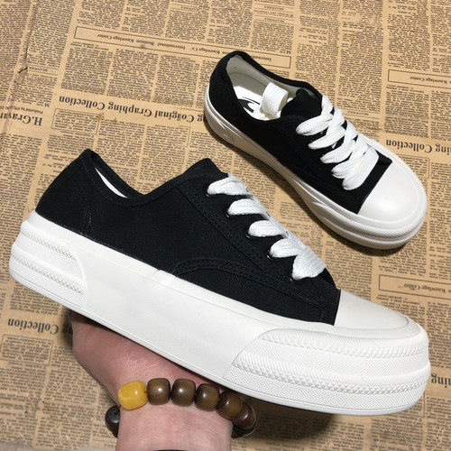 欧美潮流宽肥脚帆布板鞋