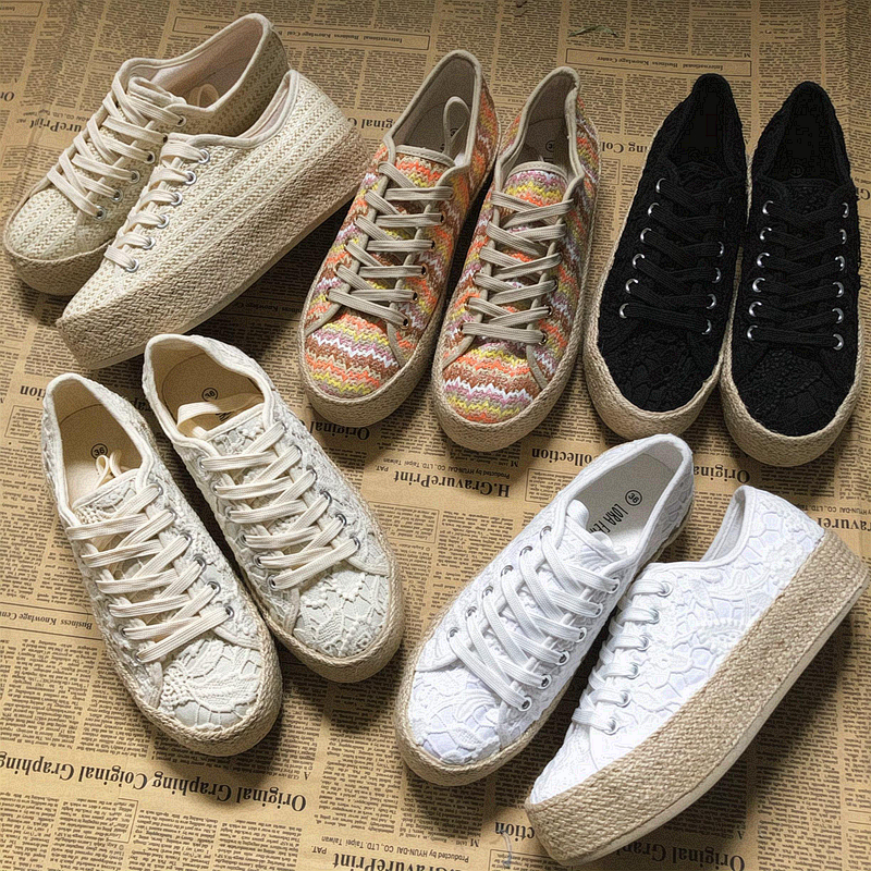 欧美厚底女鞋出口麻底帆布鞋