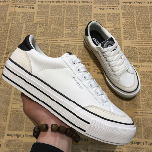 休闲硫化平底外贸运动板鞋 松糕底春秋款 欧美厚底小白鞋 出口特价