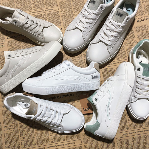 外贸简约皮面小白板鞋情侣低帮