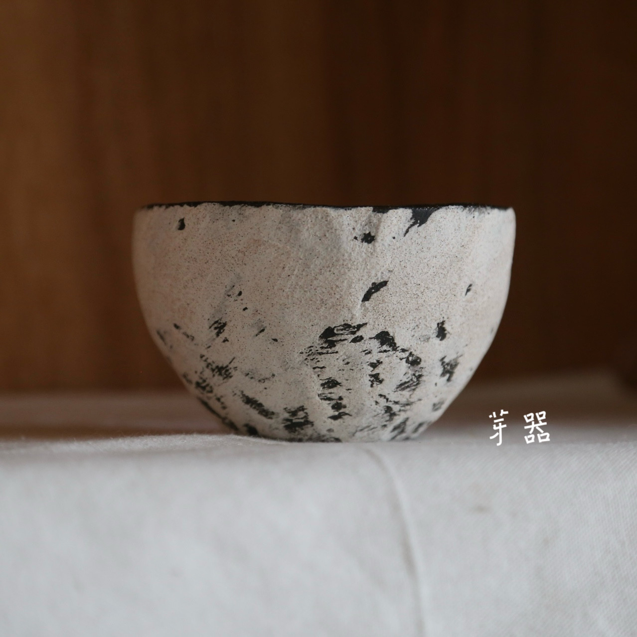 芽器原创】日式粗陶粉引手捏咖啡杯拿铁杯蛋杯手握杯拉花杯侘寂风