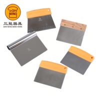 Saneng stainless steel cutting board, cake cream, wooden handle, plastic handle, scraper, baking tool, with scale, dough cutting thumbnail 6