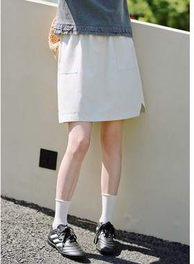 花吉Q533米白色天丝高腰百搭防走光短裤里衬短裙2026新款夏半身裙