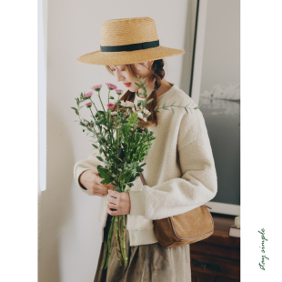 花吉B672米色羊羔毛棒球领圆领短款 春小个子学院风 外套女2026新款