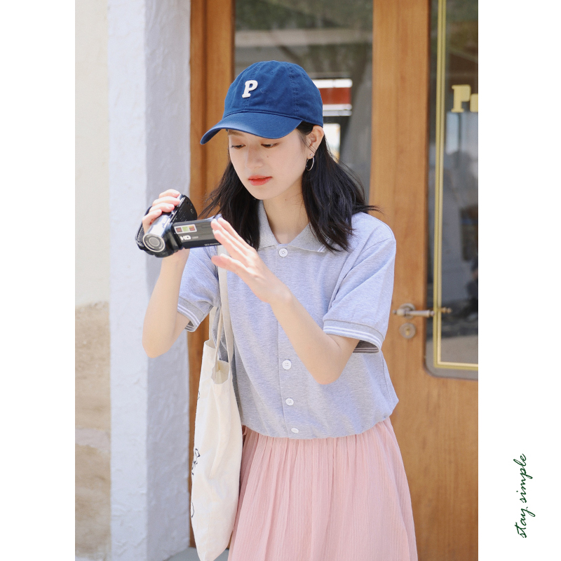 短袖学院风薄款花吉女士夏装新款