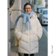 冬季 花吉B912白色50白鸭绒宽松连帽中长款 羽绒服女2025年新款 上衣