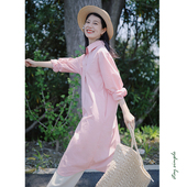 花吉B434日系系带可拆卸纯棉长袖 连衣裙 秋宽松衬衫 衬衫 裙2025新款