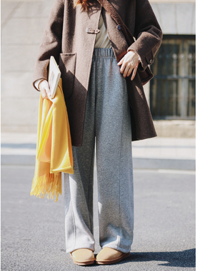 花吉K393灰色松紧腰加绒卫裤女2025新款冬束脚宽松休闲裤一条过冬