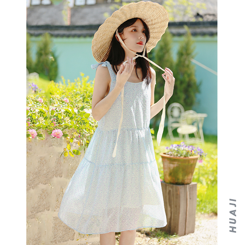 花吉海盐薄荷肩带调节轻柔夏日