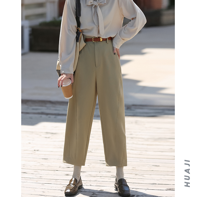 高腰休闲裤花吉茧型设计