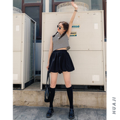 花吉K117黑色松紧腰小个子垂感休闲短裤 花苞灯笼裤 女2025新款 夏季