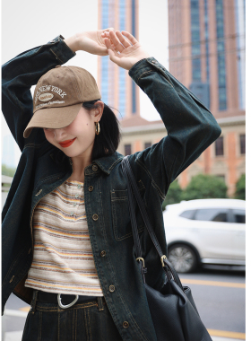 花吉C013蓝色复古日系水洗宽松牛仔衬衫女2026新款秋衬衣休闲外套