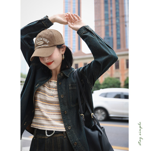 花吉蓝色复古日系水洗牛仔衬衫