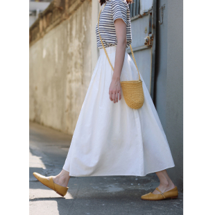 26ss.Part4 日系感亚麻棉混纺白裙子 花吉0408