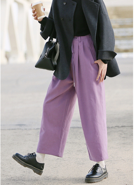 花吉K269杏仁色全棉斜纹磨毛松紧腰系带直筒休闲裤女2025新款秋