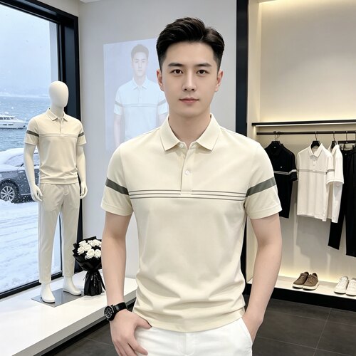1117高档夏季男士潮流简约翻领短袖T恤POLO衫时尚百搭半袖男装
