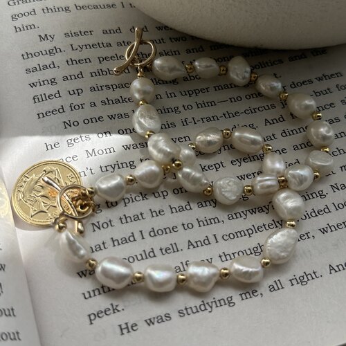 Siaon  原创天然淡水巴洛克珍珠手链女小众设计复古人头像OT扣