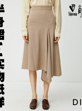 半身裙纸样新款女装高腰不规则A字裙服装裁剪结构设计图纸BBQ-49