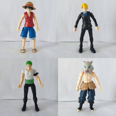 正版万代海贼王 路飞 山治 索隆 无配件散货5寸可动模型人偶