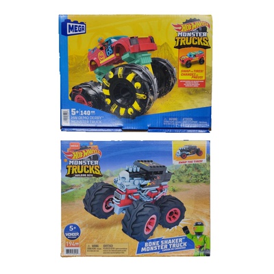 Hot Wheels 风火轮狂野怪兽越野大脚车联名拼装赛车积木玩具