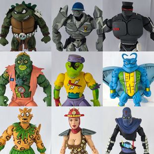 正版NECA忍者神龟机器人大脚兵瑞奈特垃圾人有漆面瑕疵7寸人偶